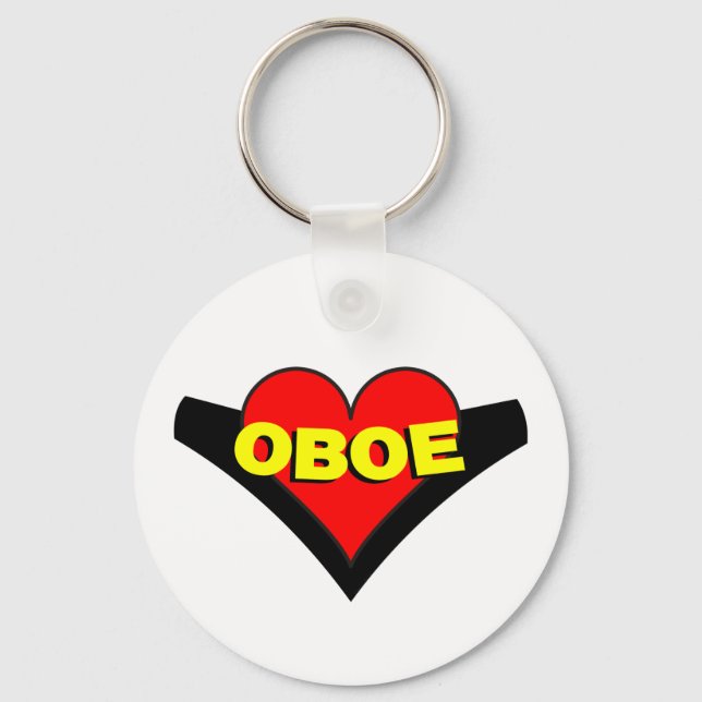 Oboe über Herz Schlüsselanhänger (Vorderseite)
