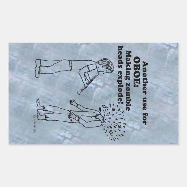 Oboe Zombie Explode rechteckige Aufkleber (Vorderseite)