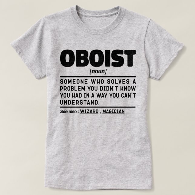 Oboist Noun Definition Band Memes Oboe Player T-Shirt (Design vorne)