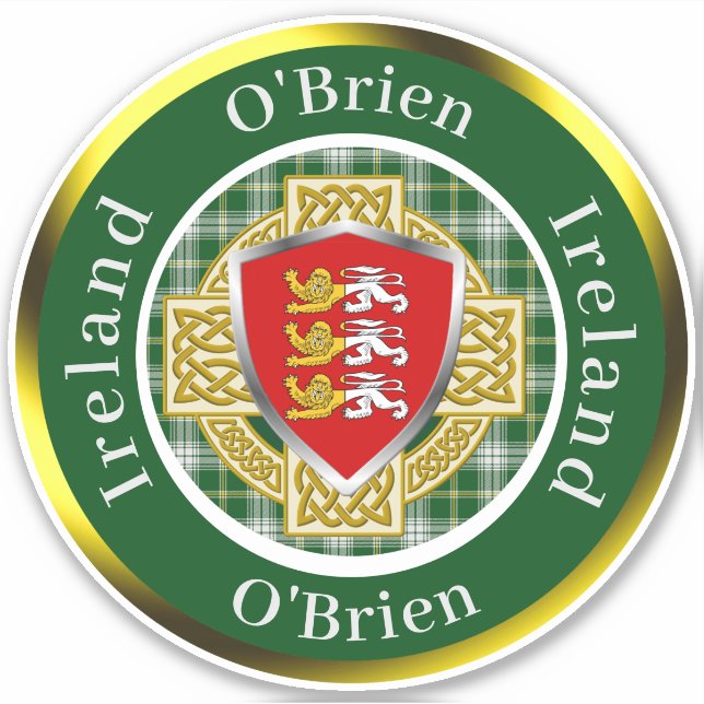 O'Brien Irish Shield & Celtic Cross Personalisiert Aufkleber (Vorderseite)