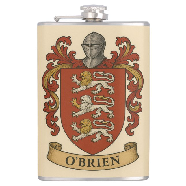 O'Brien-Wappen-Flasche Flachmann (Vorderseite)