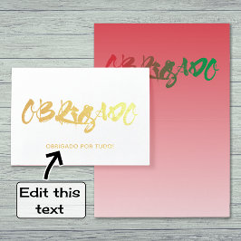 Obrigado portuguese Skript danke von man gold Folienkarte