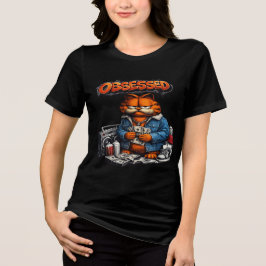 Obsessed Cat Street Style Graphic T-Shirt  Tri-Blend Shirt
