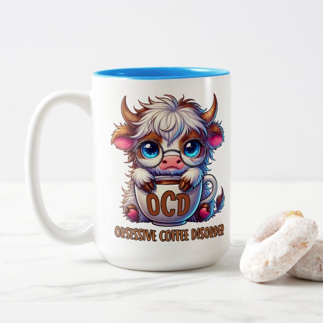 Obsessive Coffee Disorder  Zweifarbige Tasse (Mit Donut)