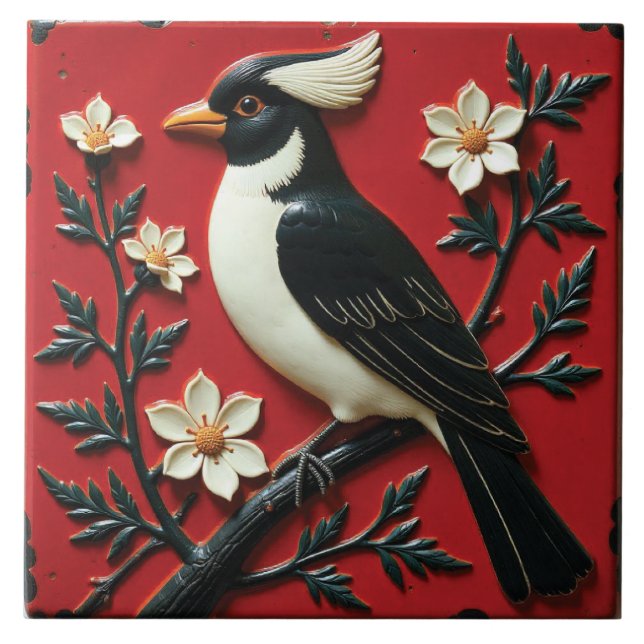 Obsidian and Ivory Perch Fliese (Vorderseite)