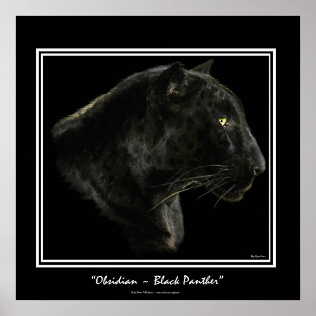 "OBSIDIAN" ~ Black Panther Puma Wildlife Art Print Poster (Vorne)