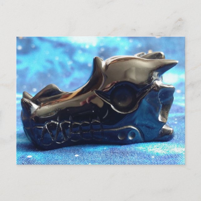 Obsidian Dragon Skull Postcard Postkarte (Vorderseite)