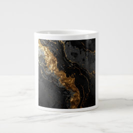 Obsidian & Gold Color Drench Pattern | High-Contra Jumbo-Tasse