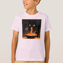 Obsidian-Katze & tapfere Maus – Mitternachts-Ramen T-Shirt