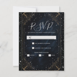 Obsidian Oracle Midnight Elegance Wedding RSVP Einladung