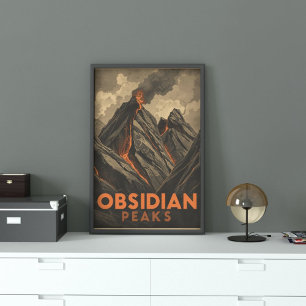 Obsidian Peaks Fantasy Nationalpark-Erkundung Poster