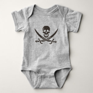 Obsidian-Schädel-Schwerter Piratenflagge von Calic Baby Strampler