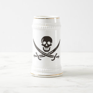 Obsidian-Schädel-Schwerter Piratenflagge von Calic Bierglas