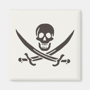 Obsidian-Schädel-Schwerter Piratenflagge von Calic Magnet