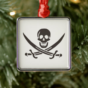 Obsidian-Schädel-Schwerter Piratenflagge von Calic Ornament Aus Metall