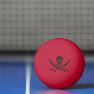 Obsidian-Schädel-Schwerter Piratenflagge von Calic Tischtennisball