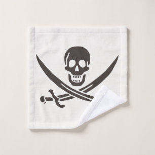 Obsidian-Schädel-Schwerter Piratenflagge von Calic Waschlappen