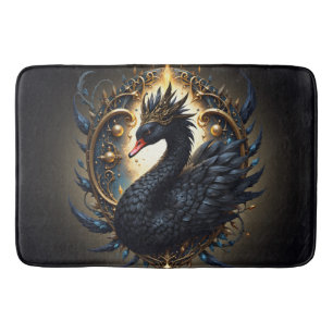 Obsidian-Schwan der stillen Gnade – Dark Fantasy Badematte