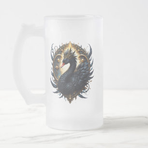 Obsidian-Schwan der stillen Gnade – Dark Fantasy Mattglas Bierglas