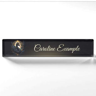 Obsidian-Schwan der stillen Gnade – Dark Fantasy Namensplakette