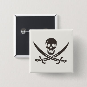 Obsidian Skull Schwerter Pirate Flag Calico Jack Button