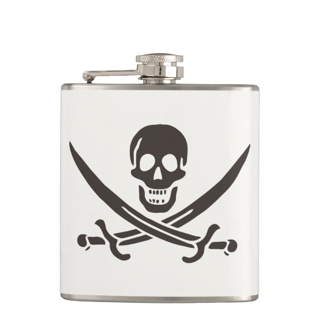 Obsidian Skull Schwerter Pirate Flag Calico Jack Flachmann (Vorderseite)