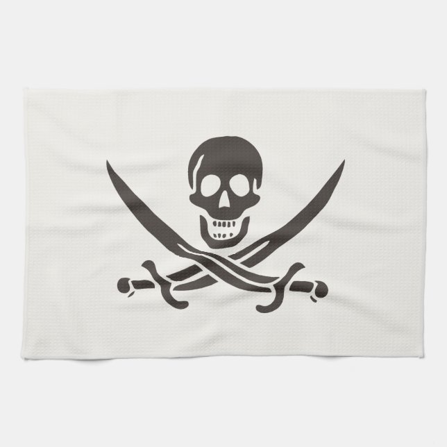 Obsidian Skull Schwerter Pirate Flag Calico Jack Geschirrtuch (Horizontal)