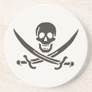 Obsidian Skull Schwerter Pirate Flag Calico Jack Getränkeuntersetzer