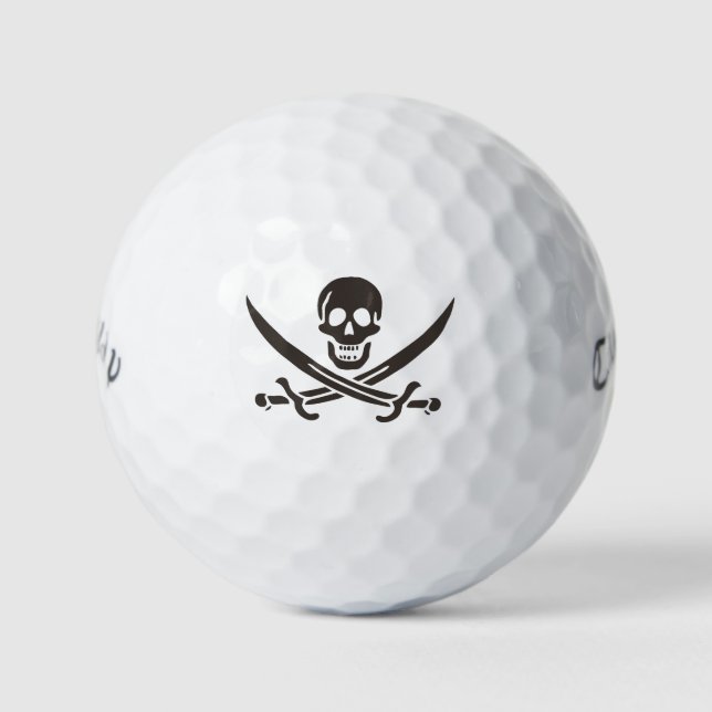 Obsidian Skull Schwerter Pirate Flag Calico Jack Golfball (Vorderseite)