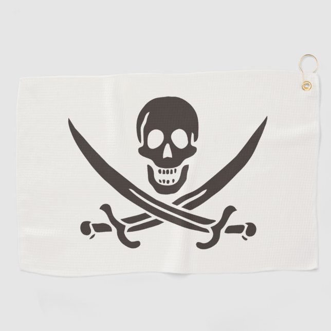 Obsidian Skull Schwerter Pirate Flag Calico Jack Golfhandtuch (Horizontal)