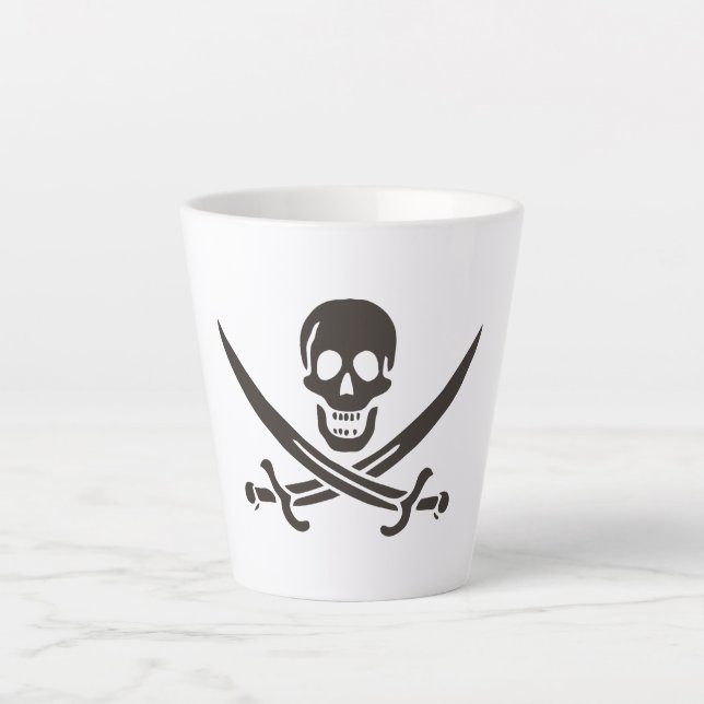 Obsidian Skull Schwerter Pirate Flag Calico Jack Milchtasse (Vorderseite)