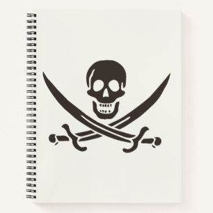 Obsidian Skull Schwerter Pirate Flag Calico Jack Notizbuch