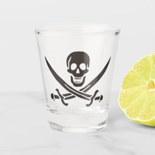 Obsidian Skull Schwerter Pirate Flag Calico Jack Schnapsglas