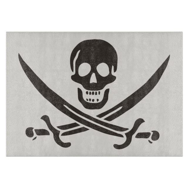 Obsidian Skull Schwerter Pirate Flag Calico Jack Schneidebrett (Vorderseite)