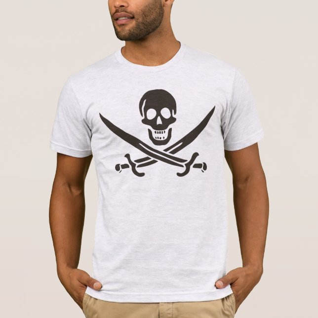 Obsidian Skull Schwerter Pirate Flag Calico Jack T-Shirt (Vorderseite)