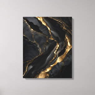 Obsidianmarmor mit goldenen Adern Leinwanddruck