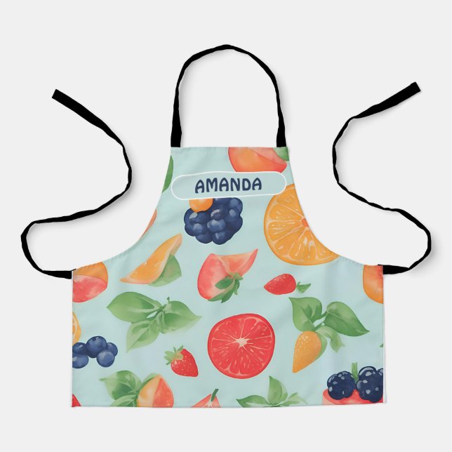 Obst Aquarellfarbenes Personalisiertes Muster Schürze (Vorderseite)