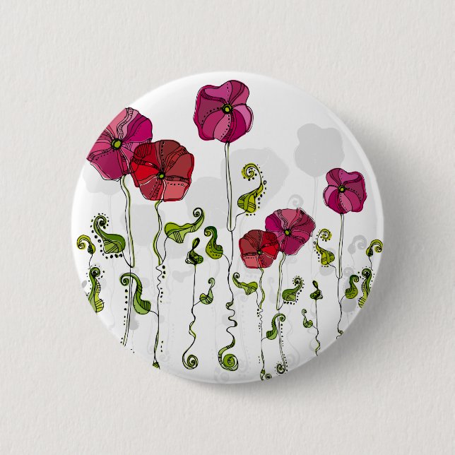 Obst Blume Cool Niedlich Girly Retro Floral Button (Vorderseite)