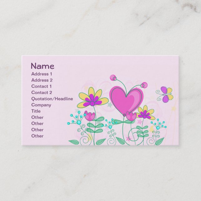 Obst Blume Cool Niedlich Girly Retro Floral Visitenkarte (Vorderseite)