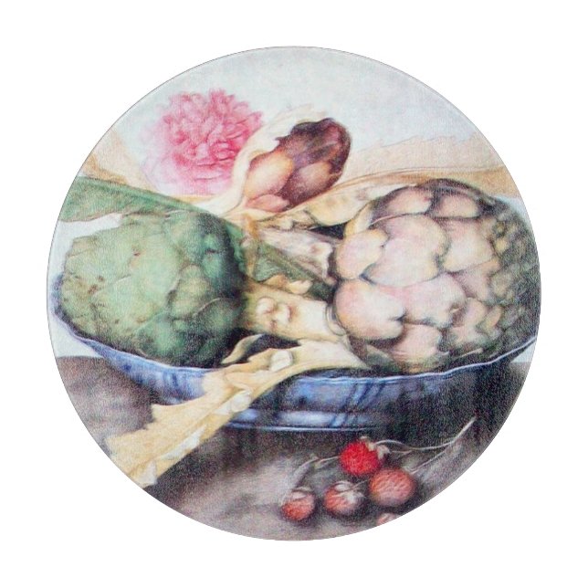 OBST DER SAISON 4- KÜNSTLER, ROSE & STRAWBERRIES SCHNEIDEBRETT (Vorderseite)