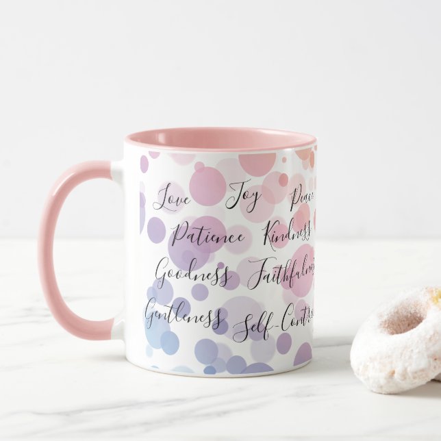 Obst des Zitats "Spirit Bible Verse" Christlich Tasse (Mit Donut)