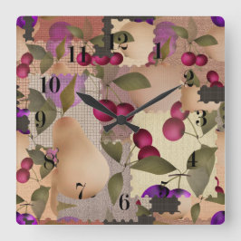 Obst, Flickwerk Quadratische Wanduhr