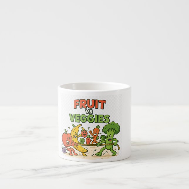 Obst gegen Veggies - Funny Tug Cartoon Design Espressotasse (Vorderseite)