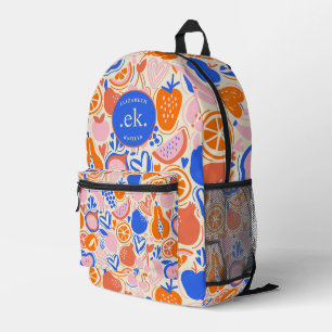 Obst Gemüse aus Orangenblauer Monogramm Bedruckter Rucksack