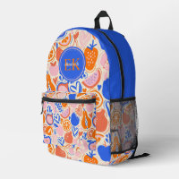 Obst Gemüse aus Orangenblauer Monogramm