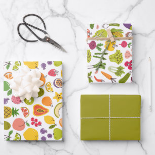 Obst Gemüse Bauernhof Markt Frische Produkte Geschenkpapier Set
