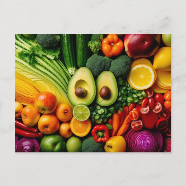 Obst Gemüse gesunde Lebensmittel vegetarische Ernä Postkarte (Vorderseite)