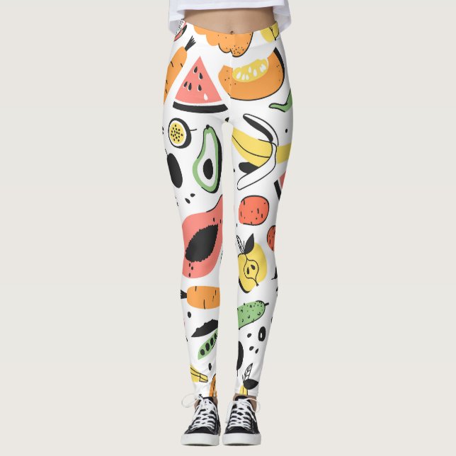 Obst, Gemüse, handgezeichnet. Leggings (Vorderseite)