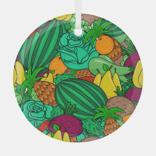 Obst Gemüse nahtlos Vegetarisches Muster Ornament Aus Glas