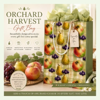 Obst-Geschenktüte Äpfel Birnen Trauben Design Mittlere Geschenktüte